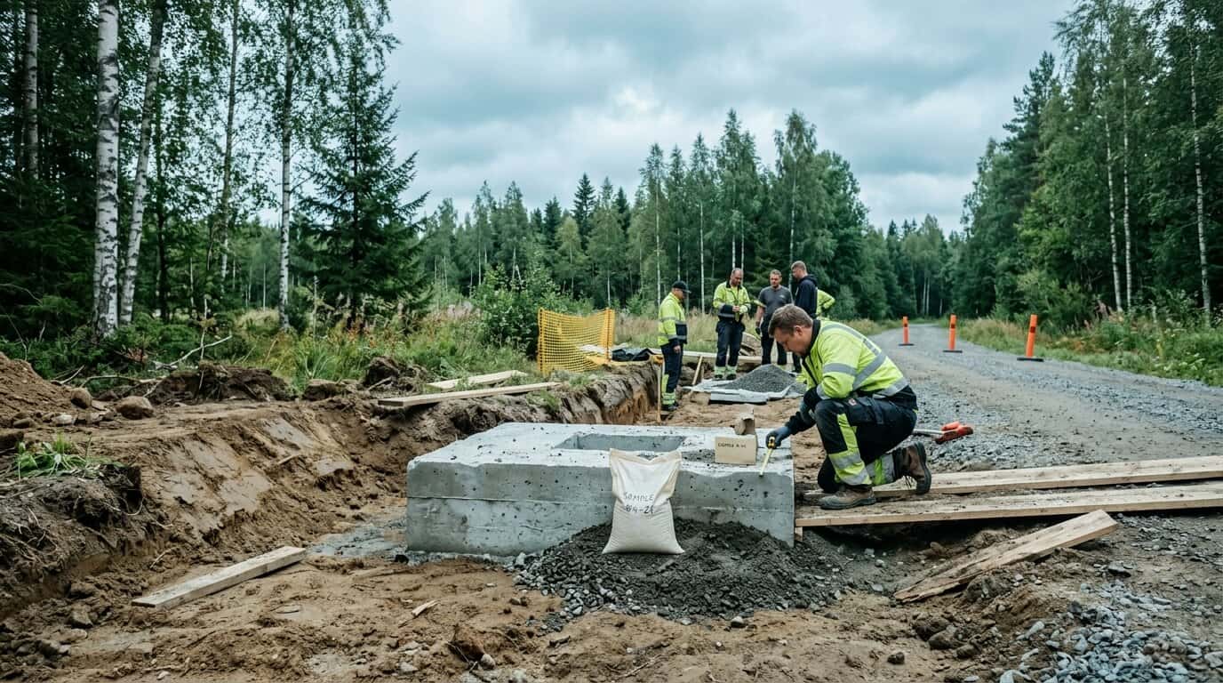 Nordic landscape with buried foundation context, ready for a controlled first placement conversation